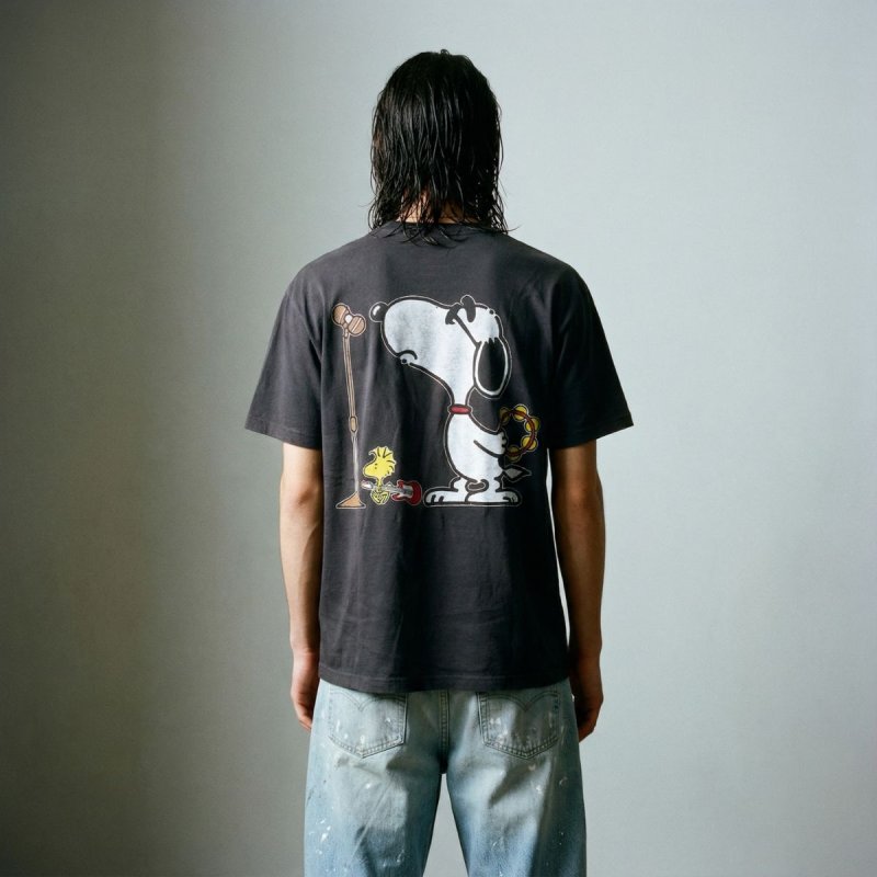 画像3: SALE セール Unisex Snoopy x Oasis Short Sleeve T-Shirt short-sleeved T-shirt ユニセックス 男女兼用 スヌーピー×オアシス半袖ヴィンテージスタイルTシャツ  (3)