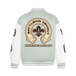 画像3: Cross and lily embroidery stadium jacket baseball uniform jacket blouson ユニセックス 男女兼用クロス&リリーゆり刺繍 ジャケット スタジアムジャンパー スタジャン ジャケットブルゾン (3)