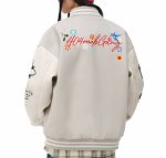 画像4: 404 Bird & Flower Embroidery stadium jacket baseball uniform jacket blouson ユニセックス 男女兼用404バード&フラワー刺繍 ジャケット スタジアムジャンパー スタジャン ジャケットブルゾン (4)