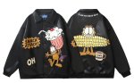 画像1: Garfield embroidered leather jacket stadium baseball uniform jacket blouson ユニセックス 男女兼用 ガーフィールド刺繍レザージャケットスタジアムジャンパー スタジャン ジャケットブルゾン (1)