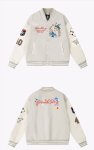 画像6: 404 Bird & Flower Embroidery stadium jacket baseball uniform jacket blouson ユニセックス 男女兼用404バード&フラワー刺繍 ジャケット スタジアムジャンパー スタジャン ジャケットブルゾン (6)