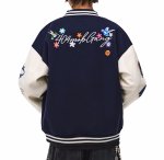 画像3: 404 Bird & Flower Embroidery stadium jacket baseball uniform jacket blouson ユニセックス 男女兼用404バード&フラワー刺繍 ジャケット スタジアムジャンパー スタジャン ジャケットブルゾン (3)