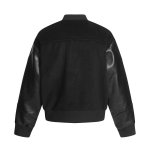 画像2: Leather sleeve basic stadium jacket  baseball uniform jacket blouson ユニセックス 男女兼用レザースリーブベーシックス ジャケット スタジアムジャンパー スタジャン ブルゾン (2)