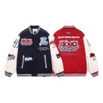 画像1: STA&YUR Pop Embroidered  Leather Sleeve stadium jacket baseball uniform jacket blouson ユニセックス 男女兼用STA&YURポップ刺繍レザースリーブ ジャケット スタジアムジャンパー スタジャン ジャケットブルゾン (1)