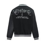 画像5: Alphabet Letter Embroidered Leather Sleeve stadium jacket baseball uniform jacket blouson ユニセックス 男女兼用レターロゴ刺繍レザースリーブ ジャケット スタジアムジャンパー スタジャン ジャケットブルゾン (5)
