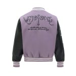 画像4: Alphabet Letter Embroidered Leather Sleeve stadium jacket baseball uniform jacket blouson ユニセックス 男女兼用レターロゴ刺繍レザースリーブ ジャケット スタジアムジャンパー スタジャン ジャケットブルゾン (4)