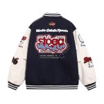 画像4: STA&YUR Pop Embroidered  Leather Sleeve stadium jacket baseball uniform jacket blouson ユニセックス 男女兼用STA&YURポップ刺繍レザースリーブ ジャケット スタジアムジャンパー スタジャン ジャケットブルゾン (4)