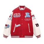 画像3: STA&YUR Pop Embroidered  Leather Sleeve stadium jacket baseball uniform jacket blouson ユニセックス 男女兼用STA&YURポップ刺繍レザースリーブ ジャケット スタジアムジャンパー スタジャン ジャケットブルゾン (3)