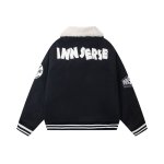 画像4: Bugs Bunny denim fur collar stadium jacket baseball uniform jacket blouson ユニセックス 男女兼用バックスバニー刺繍ファーカラーデニムジャケット スタジアムジャンパー スタジャン ジャケットブルゾン (4)