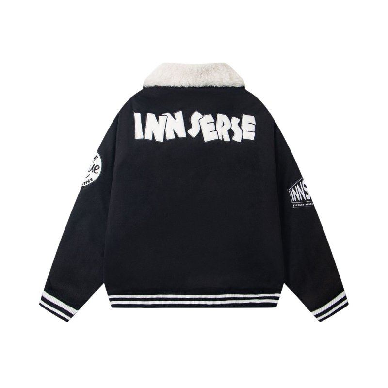 画像4: Bugs Bunny denim fur collar stadium jacket baseball uniform jacket blouson ユニセックス 男女兼用バックスバニー刺繍ファーカラーデニムジャケット スタジアムジャンパー スタジャン ジャケットブルゾン (4)