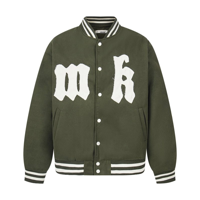 画像7: Kenvibe American Retro Letter Applique Embroidered  Stadium Jacket BASEBALL JACKET baseball uniform jacket blouson  ユニセックス 男女兼用 アメリカンレトロレターアップリケ刺繍スタジアムジャンパー スタジャン MA-1 ボンバー ジャケット ブルゾン (7)