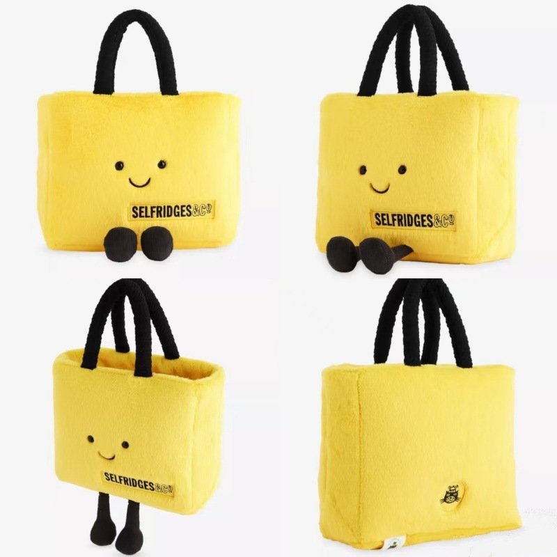 画像3: yellow bag, plush smile tote shoulder bag　イエローぬいぐるみモコモコスマイルトートバッグ (3)