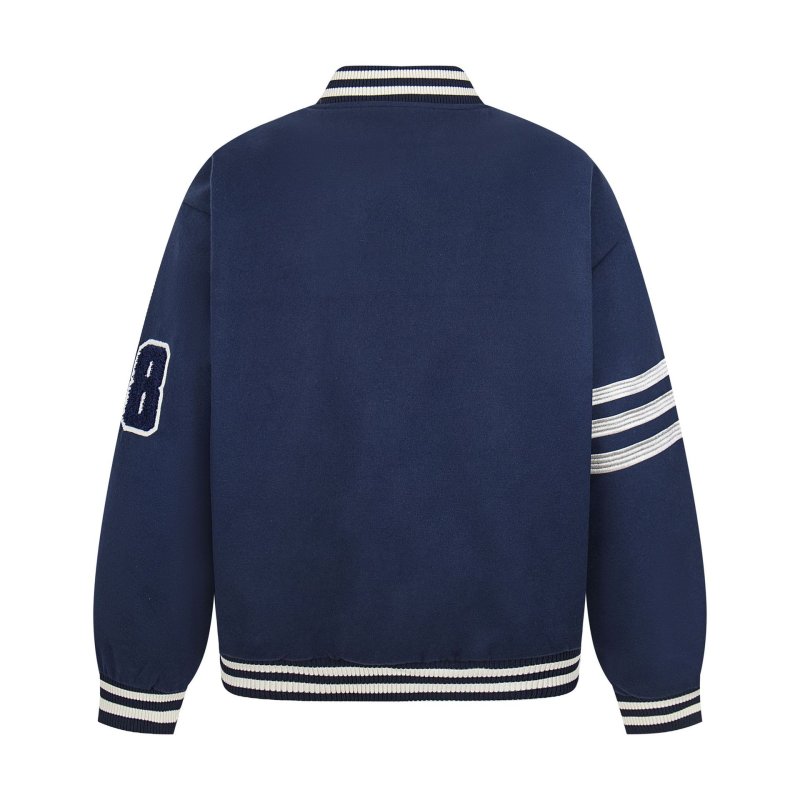 画像4: Retro casual embroidered padded lining thick stadium jacket  ユニセックス 男女兼用 アメリカンレトロレターカジュアル刺繍スタジアムジャンパー スタジャン MA-1 ボンバー ジャケット ブルゾン (4)