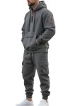 画像5: Half-zip hoodie and cargo pants sweatsuit set　ユニセックス男女兼用 ハーフジップフーディ＆カーゴパンツスウェット セットアップ (5)