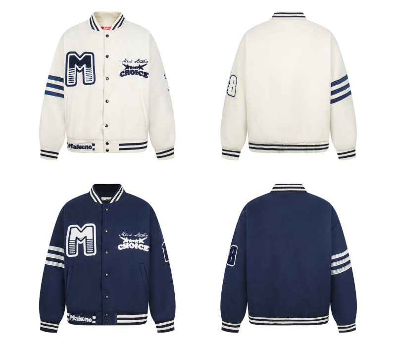 画像6: Retro casual embroidered padded lining thick stadium jacket  ユニセックス 男女兼用 アメリカンレトロレターカジュアル刺繍スタジアムジャンパー スタジャン MA-1 ボンバー ジャケット ブルゾン (6)