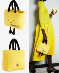 画像4: yellow bag, plush smile tote shoulder bag　イエローぬいぐるみモコモコスマイルトートバッグ (4)