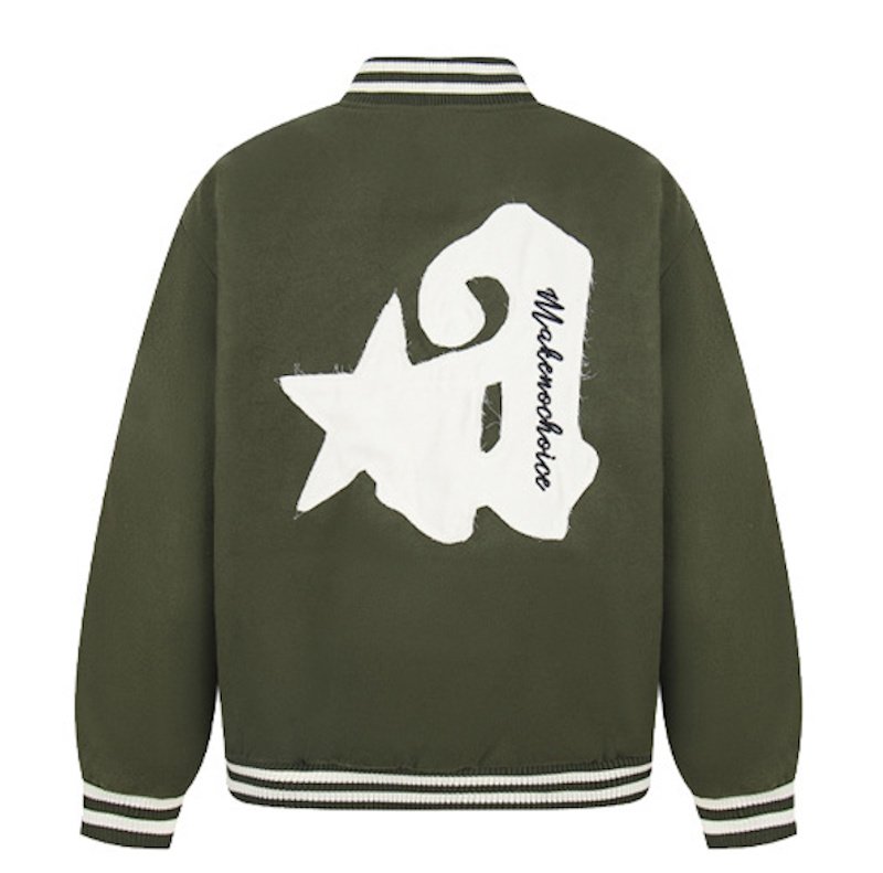 画像6: Kenvibe American Retro Letter Applique Embroidered  Stadium Jacket BASEBALL JACKET baseball uniform jacket blouson  ユニセックス 男女兼用 アメリカンレトロレターアップリケ刺繍スタジアムジャンパー スタジャン MA-1 ボンバー ジャケット ブルゾン (6)