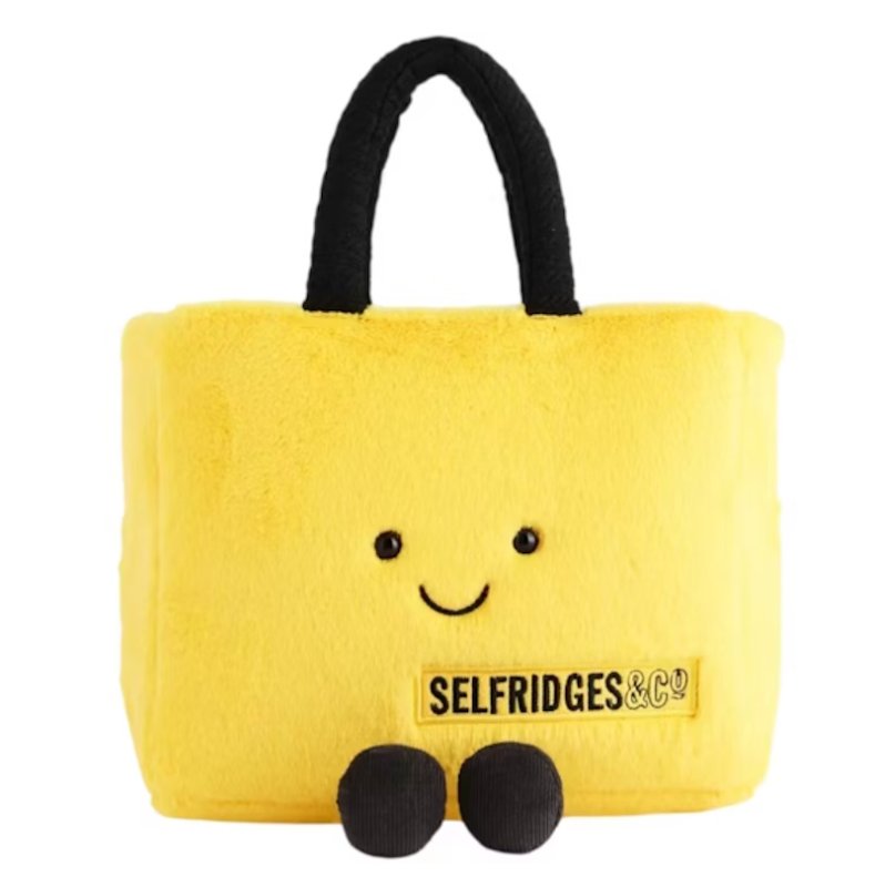 画像1: yellow bag, plush smile tote shoulder bag　イエローぬいぐるみモコモコスマイルトートバッグ (1)