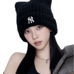 画像1: MLB Korea MLB Korea Plush Meow Beanie エムエルビー コリア 猫耳 ミャオン ビーニー  ニット帽 帽子 NY y2k ニューヨークヤンキース   (1)