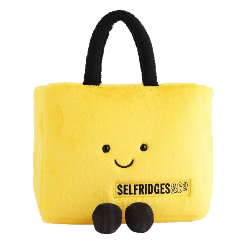 画像2: yellow bag, plush smile tote shoulder bag　イエローぬいぐるみモコモコスマイルトートバッグ (2)