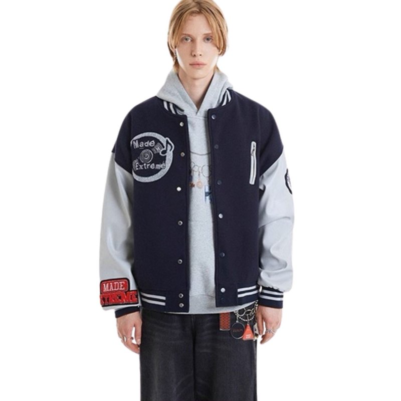 画像2: MADE EXTREME American baseball embroidery BASEBALL JACKET baseball uniform jacket blouson  ユニセックス 男女兼用アメリカンベースボール刺繍 スタジアムジャンパー スタジャン MA-1 ボンバー ジャケット ブルゾン (2)