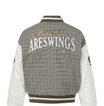 画像3: Houndstooth x Letter Logo Embroidered Stadium Jacket  ユニセックス 男女兼用千鳥格子×レターロゴ刺繍スタジアムジャンパー スタジャン MA-1 ボンバー ジャケット ブルゾン (3)