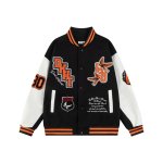 画像2: Lettering and bird embroidery stadium jacket  ユニセックス 男女兼用レタリング＆バード刺繍スタジアムジャンパー スタジャン MA-1 ボンバー ジャケット ブルゾン (2)