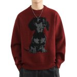 画像3: Puppy knitted round neck  Sweater 男女兼用ユニセックスパピー子犬編み込み ラウンドネックセーター ニット (3)