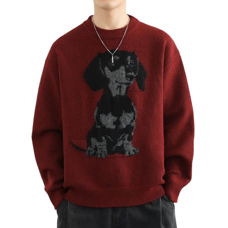 画像3: Puppy knitted round neck  Sweater 男女兼用ユニセックスパピー子犬編み込み ラウンドネックセーター ニット (3)