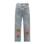 画像1: Unisex 404 Star Pile embroidered straight denim pants  Jeans 男女兼用 ユニセックス 404 スター 星 パイル刺繍  ストレートデニム パンツ (1)