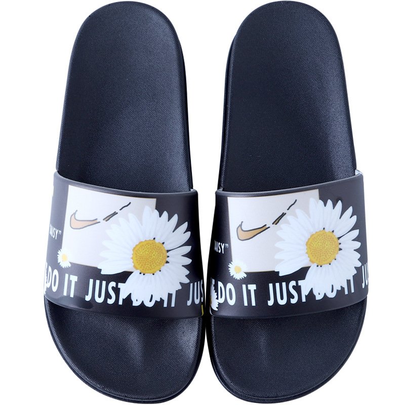 画像1: Broken swoosh DO IT JUST Daisy Flat Sandals  slippers ユニセック男女兼用 ブロークン スウォッシュ マーガレット フロップサンダルシャワーサンダル ビーチサンダル　 (1)