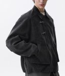 画像4: leather collar buckle jacket  ユニセックス 男女兼用 レザーカラーバックル付きジャケット ブルゾン (4)