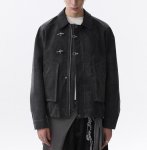 画像7: leather collar buckle jacket  ユニセックス 男女兼用 レザーカラーバックル付きジャケット ブルゾン (7)