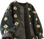 画像5: Reversible Green Floral Lambswool Short Coat リバーシブルグリーンフラワーラムウールショートコート (5)