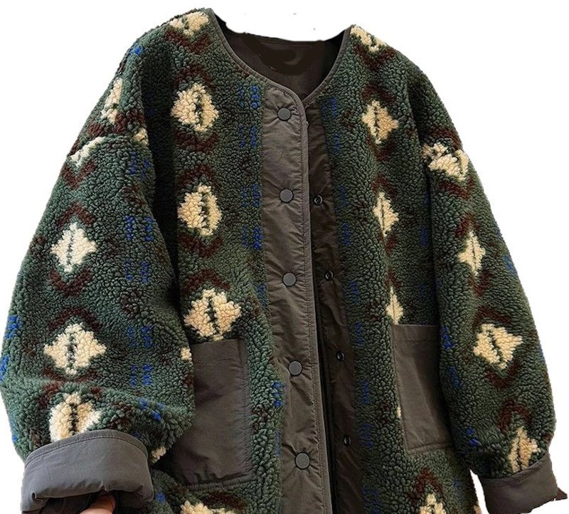 画像5: Reversible Green Floral Lambswool Short Coat リバーシブルグリーンフラワーラムウールショートコート (5)