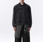 画像6: leather collar buckle jacket  ユニセックス 男女兼用 レザーカラーバックル付きジャケット ブルゾン (6)