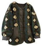 画像1: Reversible Green Floral Lambswool Short Coat リバーシブルグリーンフラワーラムウールショートコート (1)