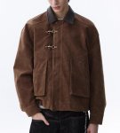 画像5: leather collar buckle jacket  ユニセックス 男女兼用 レザーカラーバックル付きジャケット ブルゾン (5)