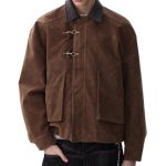 画像1: leather collar buckle jacket  ユニセックス 男女兼用 レザーカラーバックル付きジャケット ブルゾン (1)