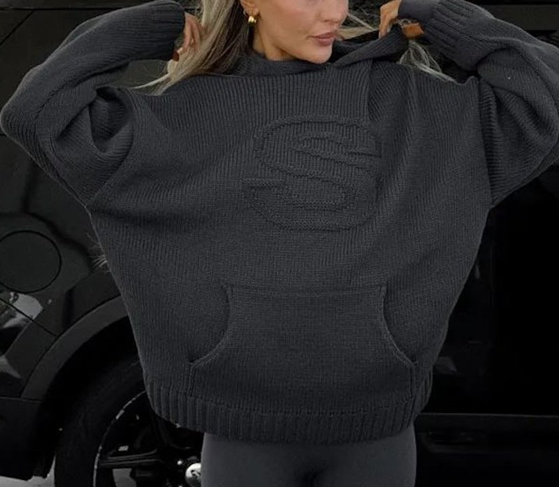 画像3: S logo hoodie sweater Sweater Knit　 Sロゴ編み込みフーディセーター　ニット  (3)