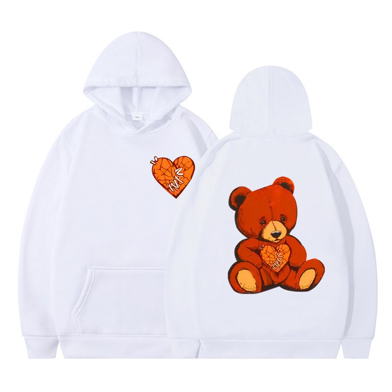 画像6: Heart Bear Print Hoodie Sweatshirt hoodie sweatユニセックス 男女兼用ハートベアプリントプリント スウェットパーカー (6)