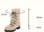 画像4: Plush lace-up mid-length boots　モコモコファーレースアップ厚底ブーツ  (4)