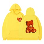 画像7: Heart Bear Print Hoodie Sweatshirt hoodie sweatユニセックス 男女兼用ハートベアプリントプリント スウェットパーカー (7)