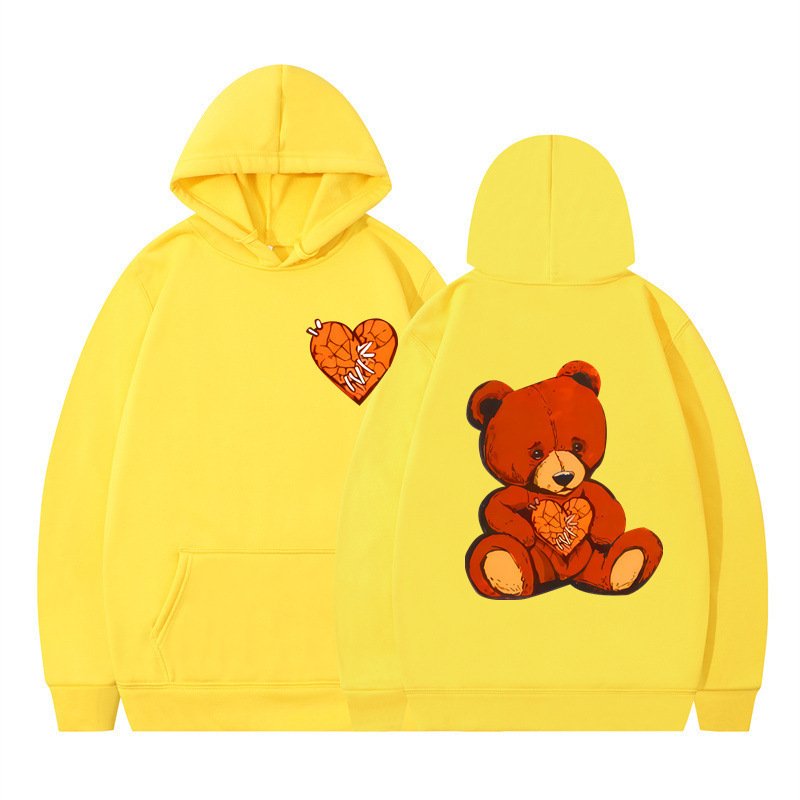 画像7: Heart Bear Print Hoodie Sweatshirt hoodie sweatユニセックス 男女兼用ハートベアプリントプリント スウェットパーカー (7)