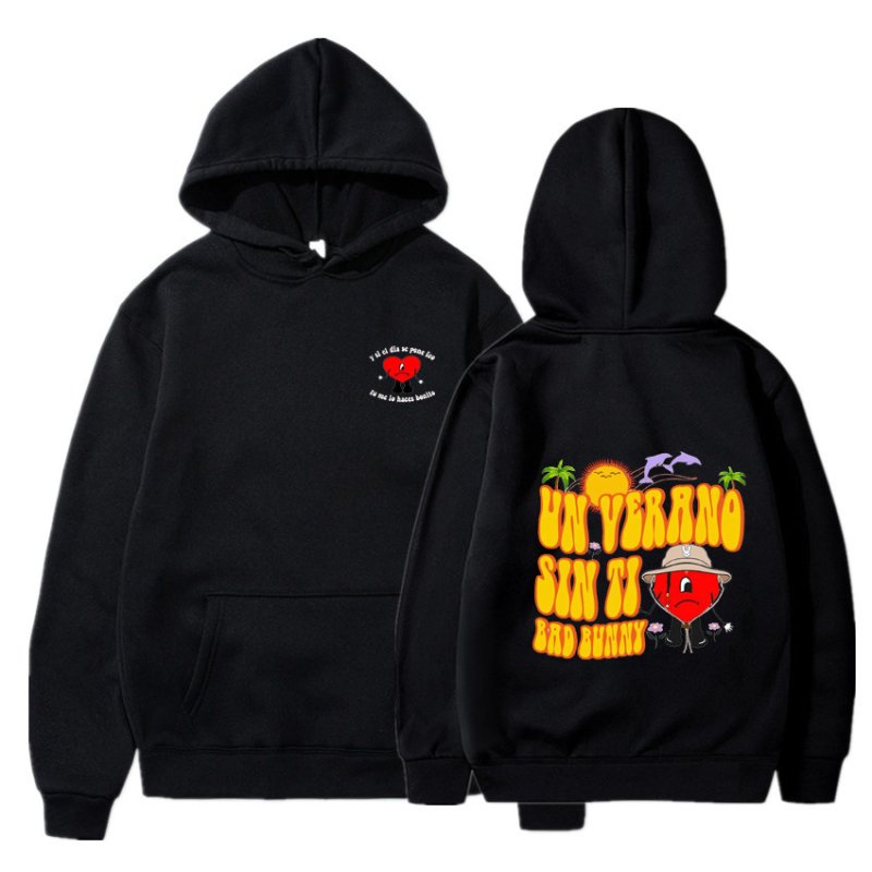 画像1: bad bunny un verano sin ti bad bunny hoodie sweater  ユニセックス 男女兼用 バッドラビット ウサギプリント フーディスウェットパーカー (1)