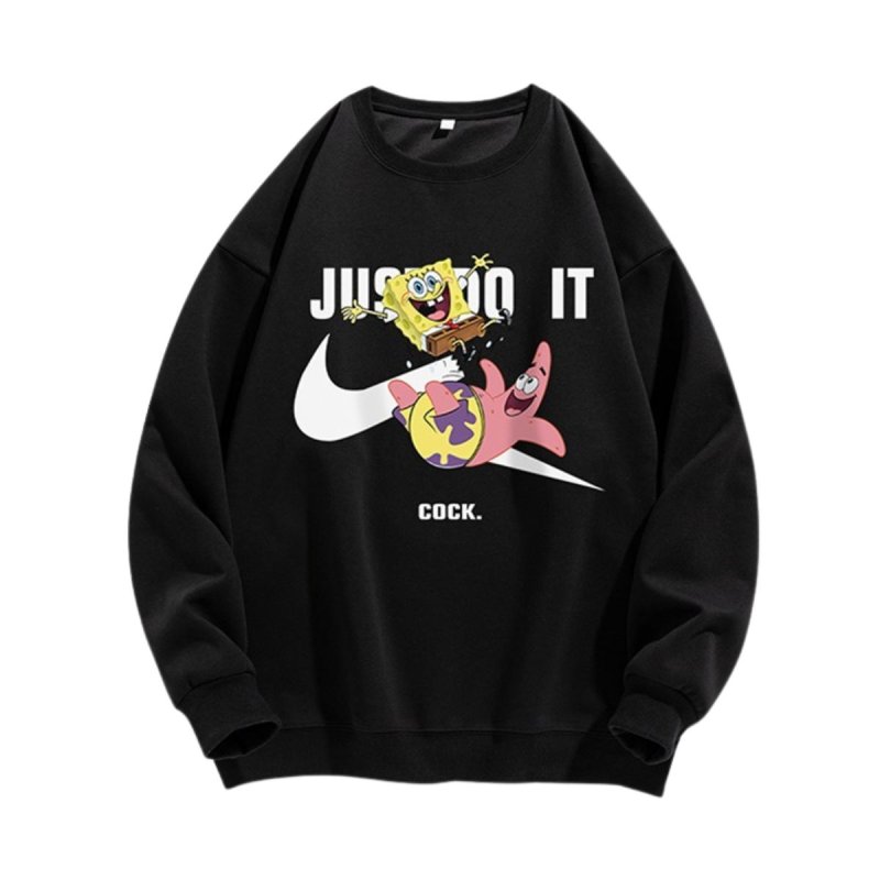 画像2: 25 JUST DO IT Later × Spongebob & Patrick print Sweat shirt ユニセックス 男女兼用 JUST DO IT Later スポンジボブ ＆ パトリック ブロークン スウォッシュプリント トレーナー (2)