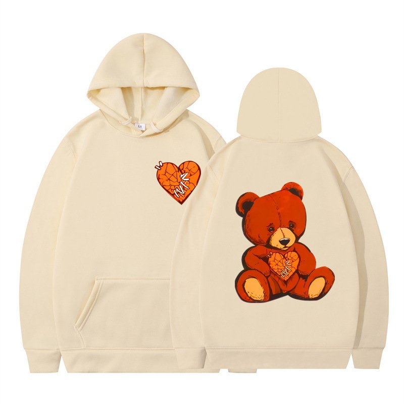 画像5: Heart Bear Print Hoodie Sweatshirt hoodie sweatユニセックス 男女兼用ハートベアプリントプリント スウェットパーカー (5)