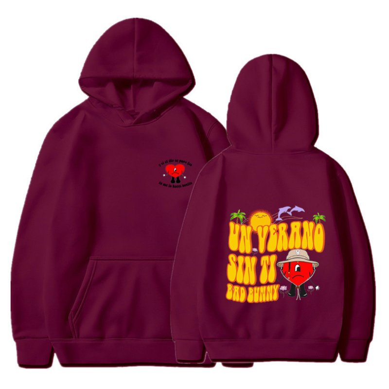 画像7: bad bunny un verano sin ti bad bunny hoodie sweater  ユニセックス 男女兼用 バッドラビット ウサギプリント フーディスウェットパーカー (7)