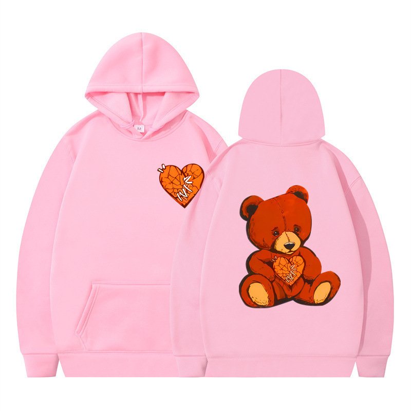 画像15: Heart Bear Print Hoodie Sweatshirt hoodie sweatユニセックス 男女兼用ハートベアプリントプリント スウェットパーカー (15)