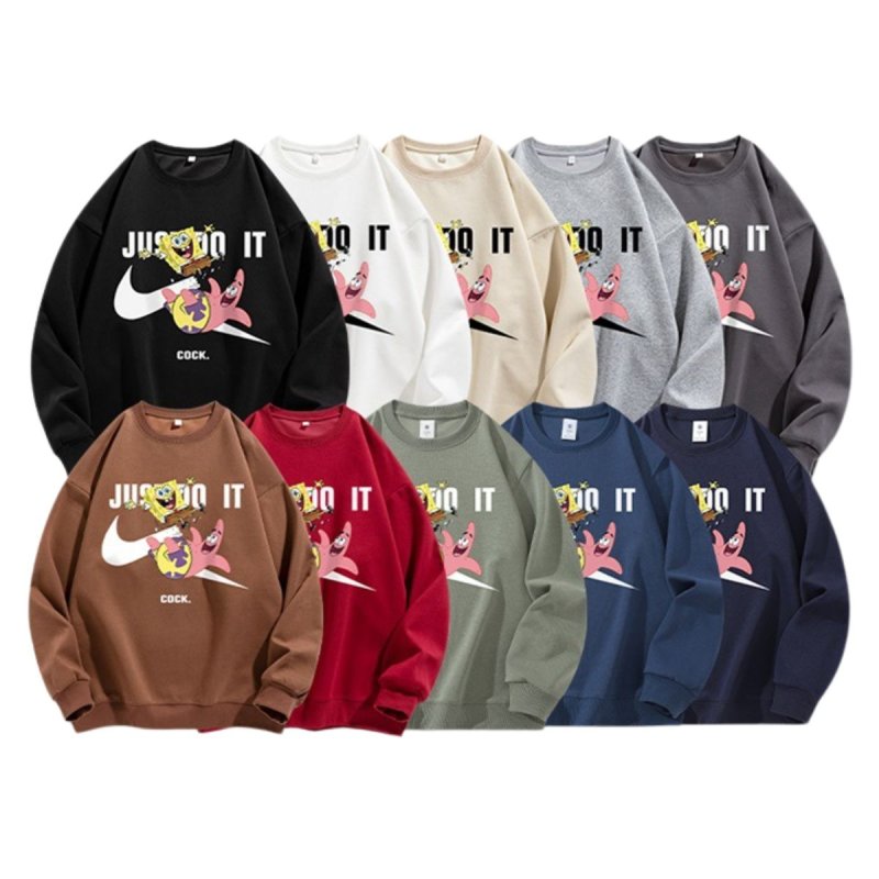 画像1: 25 JUST DO IT Later × Spongebob & Patrick print Sweat shirt ユニセックス 男女兼用 JUST DO IT Later スポンジボブ ＆ パトリック ブロークン スウォッシュプリント トレーナー (1)